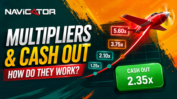 Promotional thumbnail showing a red airplane with a rising multiplier chart and a green cash-out button that reads '2.35x' and bold text about multipliers.